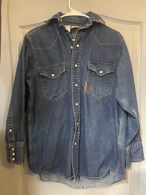 Women's Denim Button-Down Shirt - Dark Blue